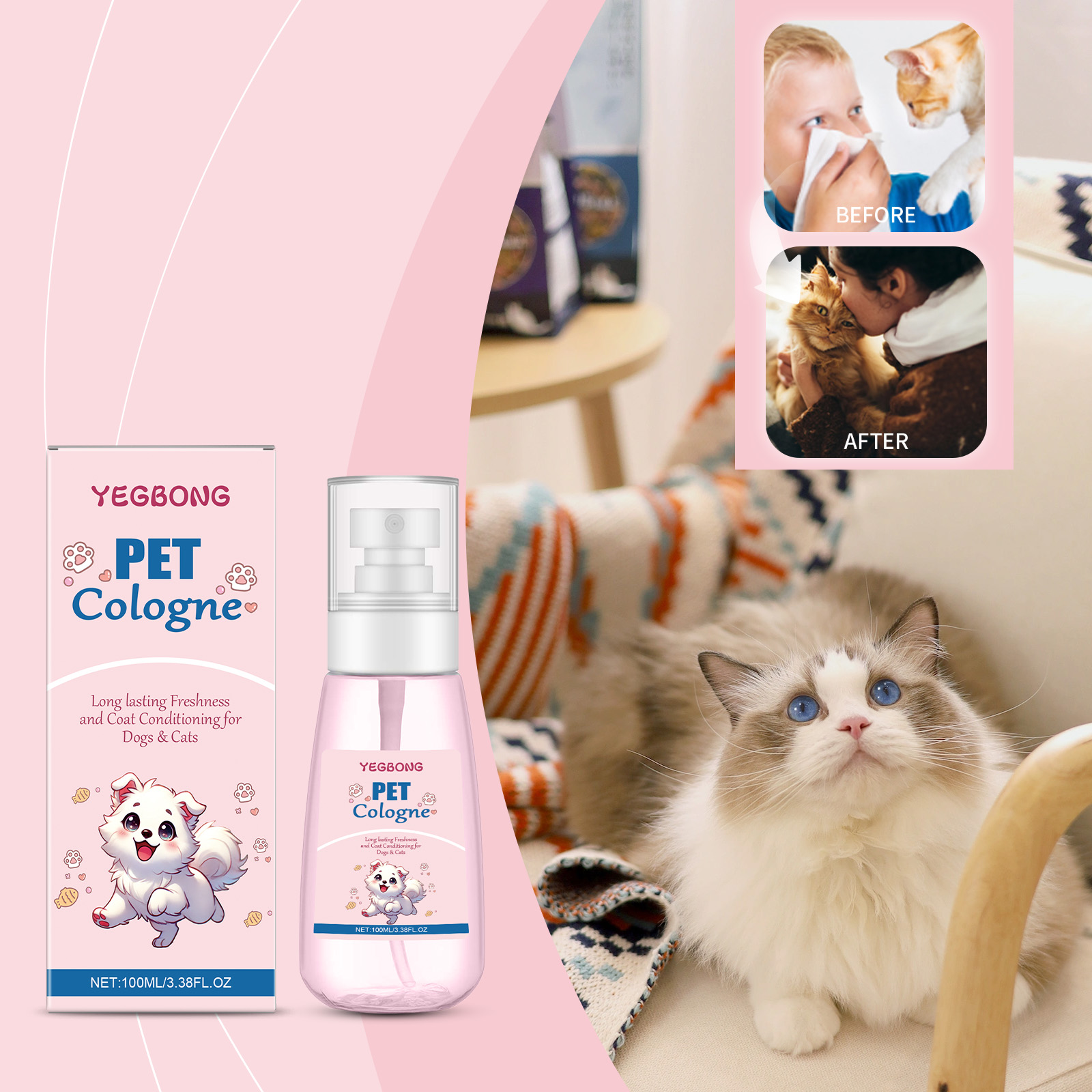 Pet Cologne Spray - Pet Cologne Baby Powder Scent Long