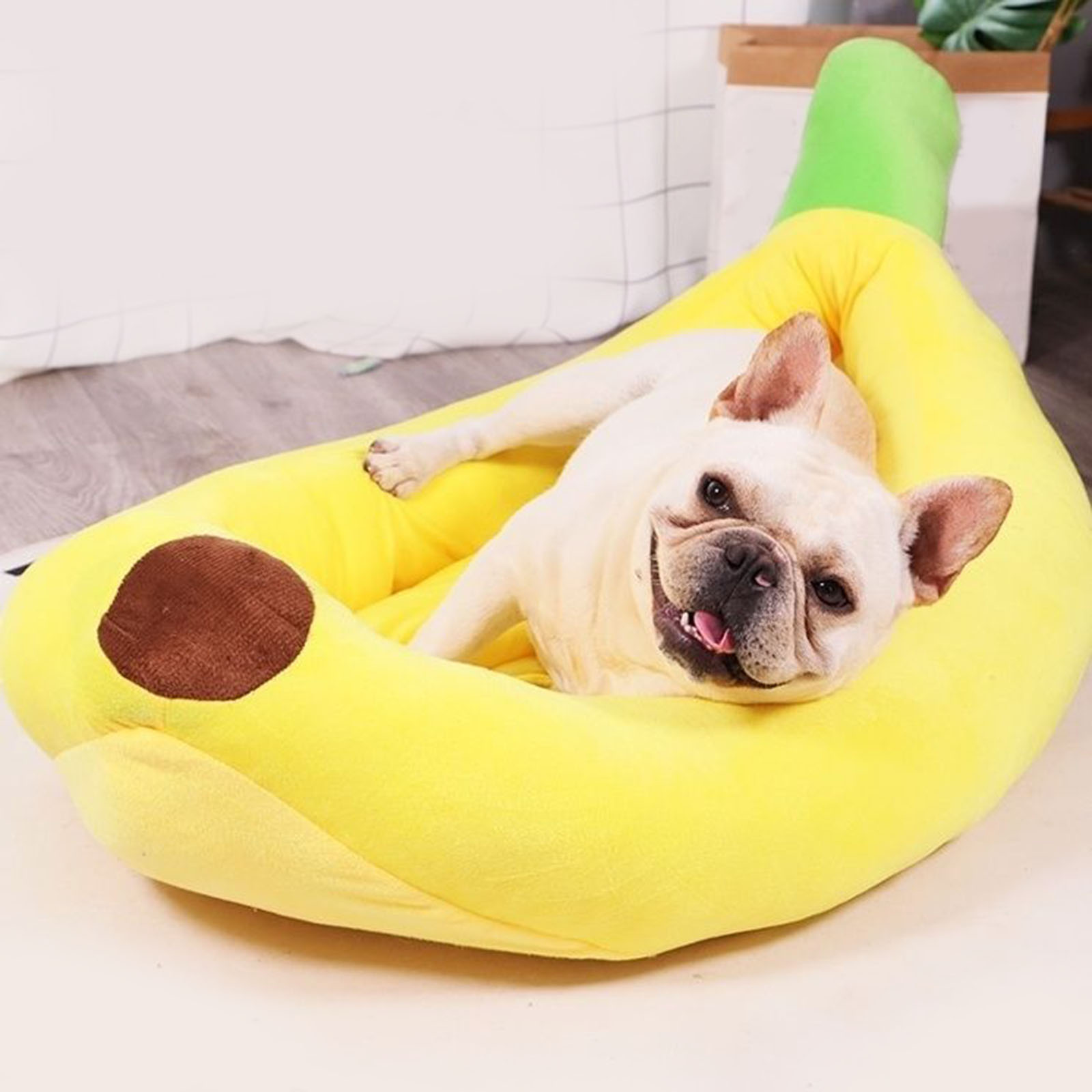 Pet Supplies Hours - Banana Shaped Dog Bed Breathable Plush